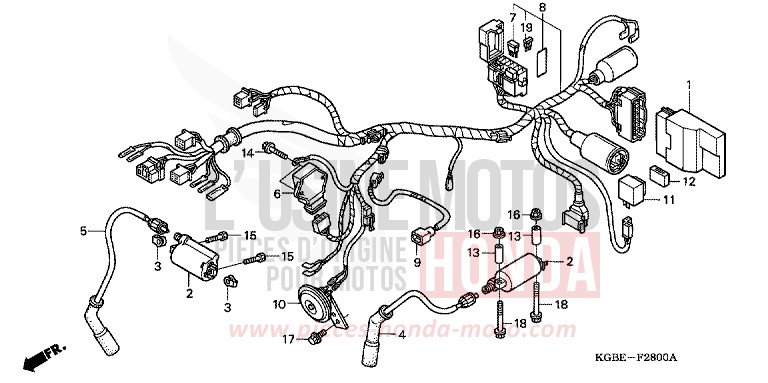 FAISCEAU DES FILS/ BOBINE D'ALLUMAGE von Shadow VT125C NOIR (NH1) von 2001